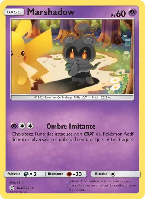 Carte Pokémon Marshadow 103/236, extension Éclipse Cosmique