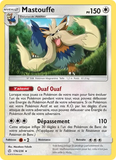 Carte Pokémon Mastouffe 176/236, extension Éclipse Cosmique