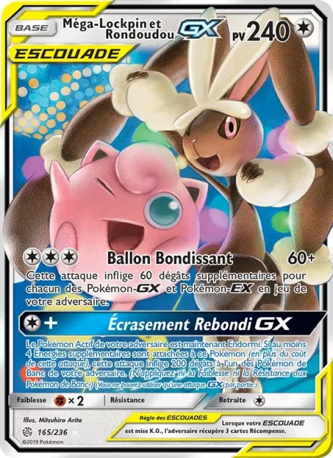 Carte Pokémon Méga-Lockpin et Rondoudou GX 165/236, extension Éclipse Cosmique