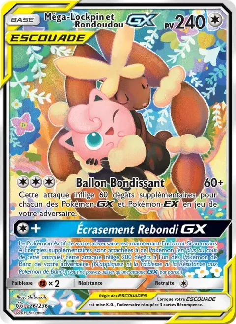 Carte Pokémon Méga-Lockpin et Rondoudou GX 226/236, extension Éclipse Cosmique