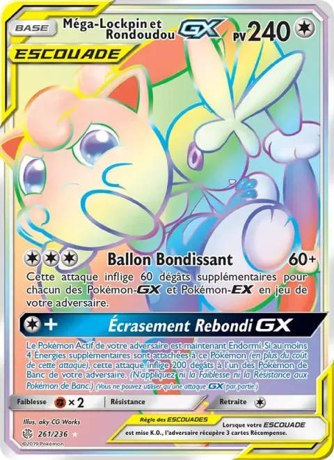 Carte Pokémon Méga-Lockpin et Rondoudou GX 261/236, extension Éclipse Cosmique