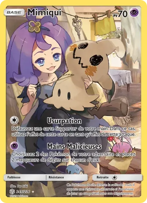 Carte Pokémon Mimiqui 245/236, extension Éclipse Cosmique