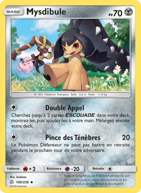 Carte Pokémon Mysdibule 140/236, extension Éclipse Cosmique