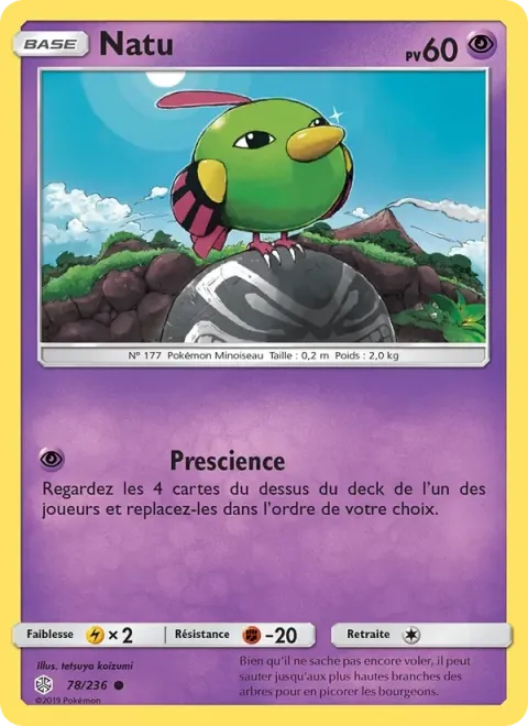 Carte Pokémon Natu 078/236, extension Éclipse Cosmique