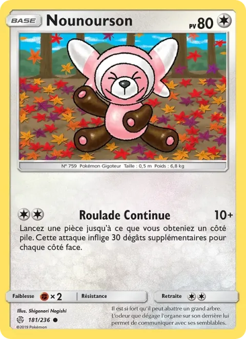 Carte Pokémon Nounourson 181/236, extension Éclipse Cosmique