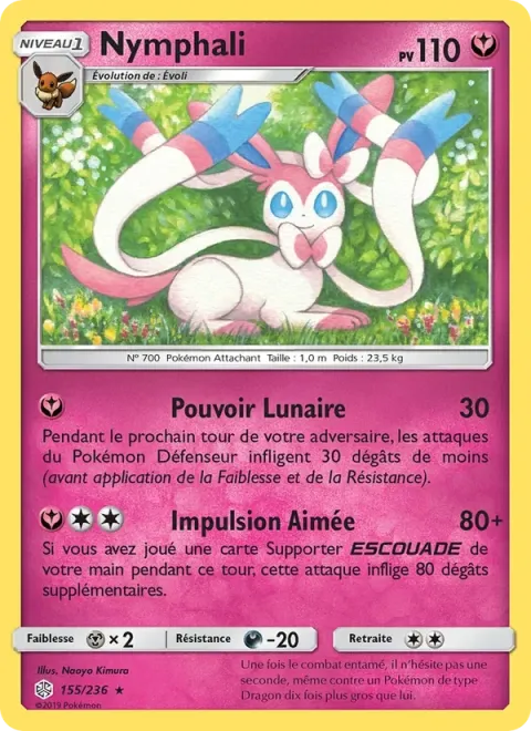 Carte Pokémon Nymphali 155/236, extension Éclipse Cosmique