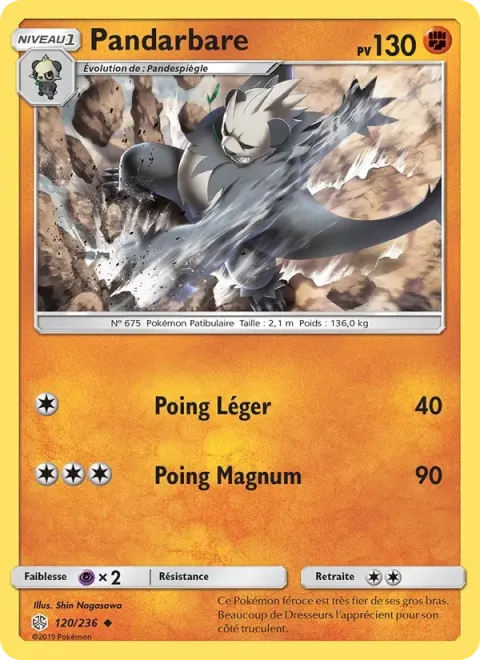 Carte Pokémon Pandarbare 120/236, extension Éclipse Cosmique