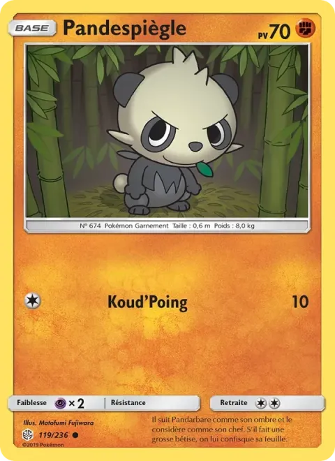 Carte Pokémon Pandespiègle 119/236, extension Éclipse Cosmique