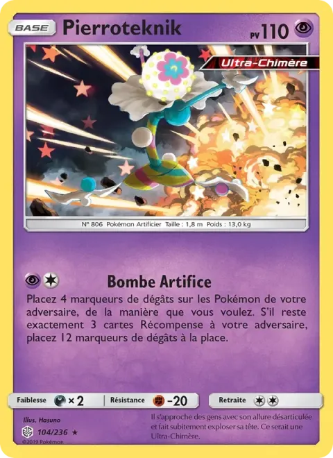 Carte Pokémon Pierroteknik 104/236, extension Éclipse Cosmique