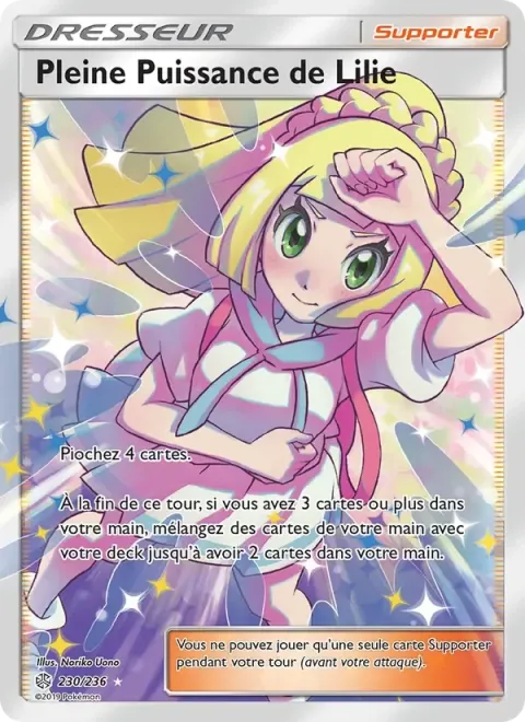 Carte Pokémon Pleine Puissance de Lilie 230/236, extension Éclipse Cosmique