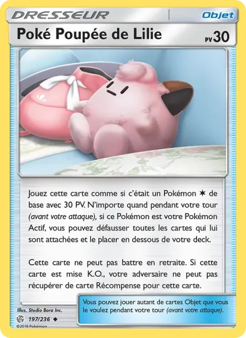 Carte Pokémon Poké Poupée de Lilie 197/236, extension Éclipse Cosmique