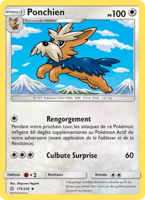 Carte Pokémon Ponchien 175/236, extension Éclipse Cosmique