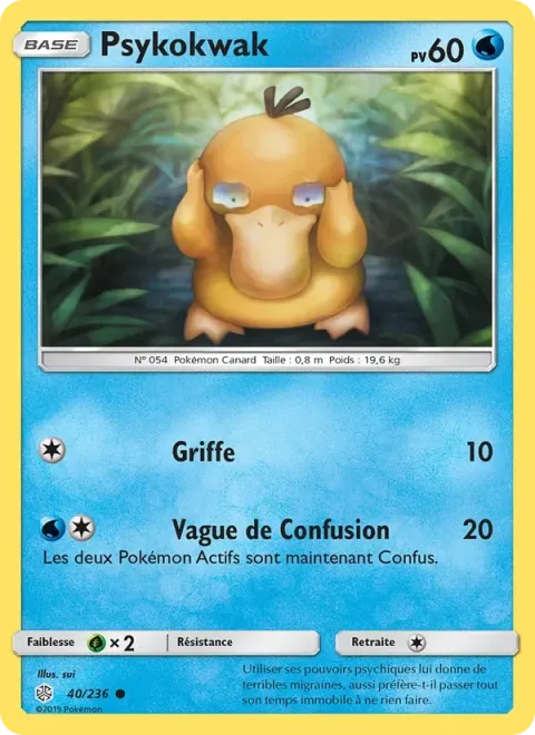 Carte Pokémon Psykokwak 040/236, extension Éclipse Cosmique