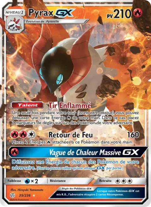 Carte Pokémon Pyrax GX 035/236, extension Éclipse Cosmique
