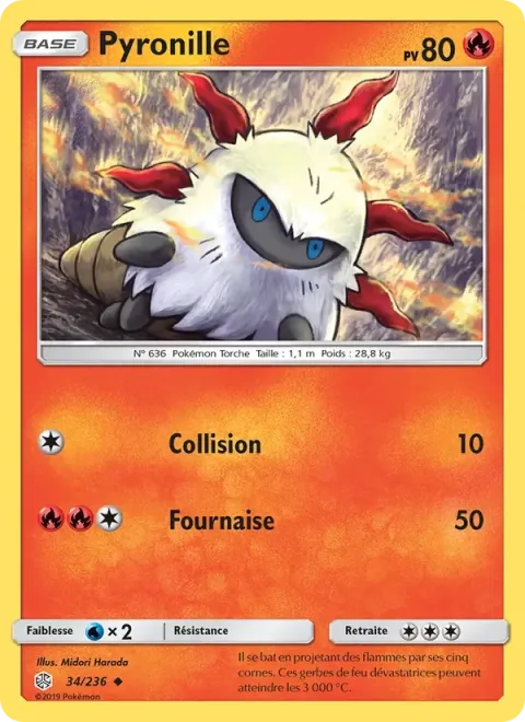 Carte Pokémon Pyronille 034/236, extension Éclipse Cosmique