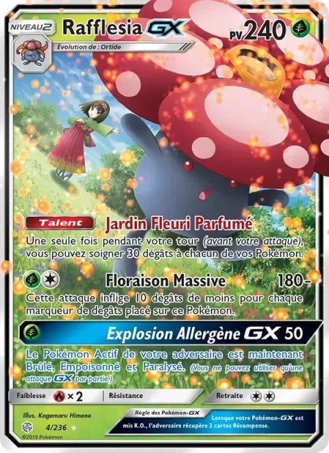 Carte Pokémon Rafflesia GX 004/236, extension Éclipse Cosmique