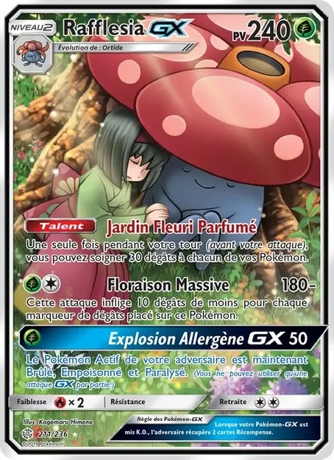 Carte Pokémon Rafflesia GX 211/236, extension Éclipse Cosmique