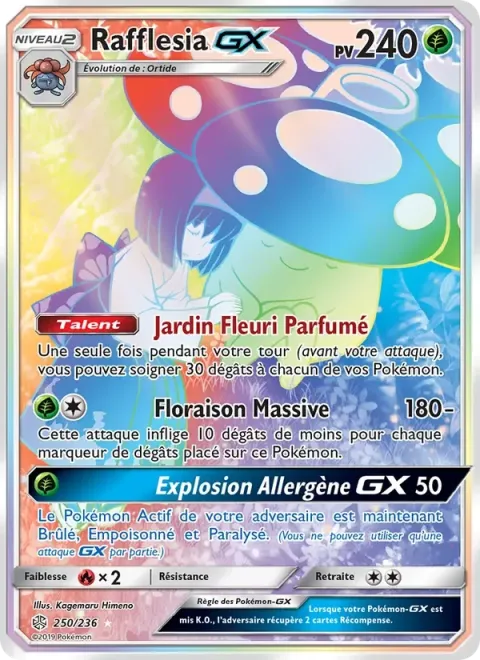 Carte Pokémon Rafflesia GX 250/236, extension Éclipse Cosmique