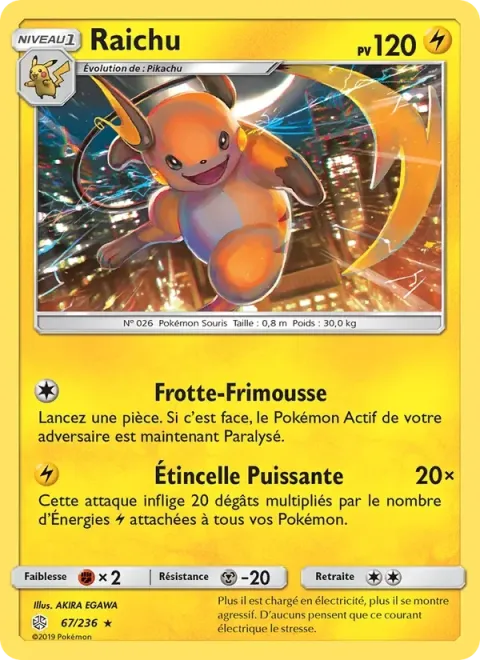 Carte Pokémon Raichu 067/236, extension Éclipse Cosmique