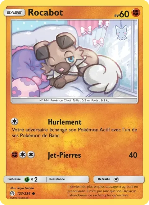 Carte Pokémon Rocabot 123/236, extension Éclipse Cosmique