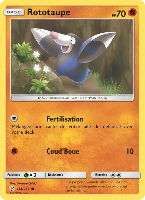 Carte Pokémon Rototaupe 114/236, extension Éclipse Cosmique