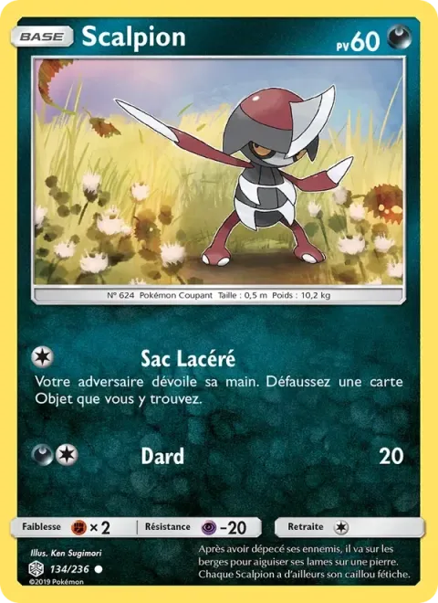 Carte Pokémon Scalpion 134/236, extension Éclipse Cosmique
