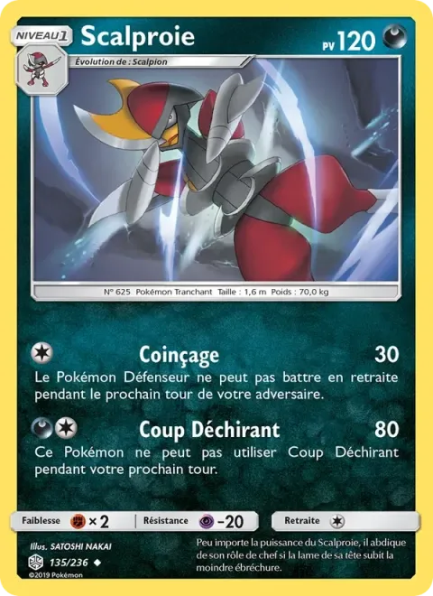 Carte Pokémon Scalproie 135/236, extension Éclipse Cosmique