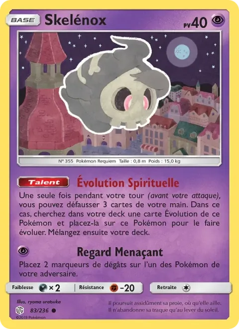 Carte Pokémon Skelénox 083/236, extension Éclipse Cosmique