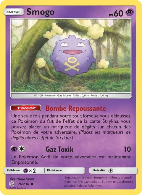 Carte Pokémon Smogo 076/236, extension Éclipse Cosmique
