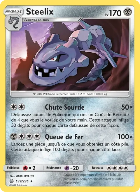 Carte Pokémon Steelix 139/236, extension Éclipse Cosmique