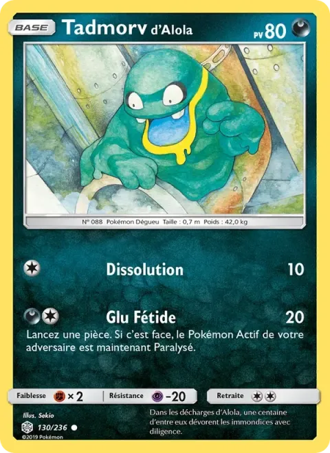 Carte Pokémon Tadmorv d’Alola 130/236, extension Éclipse Cosmique