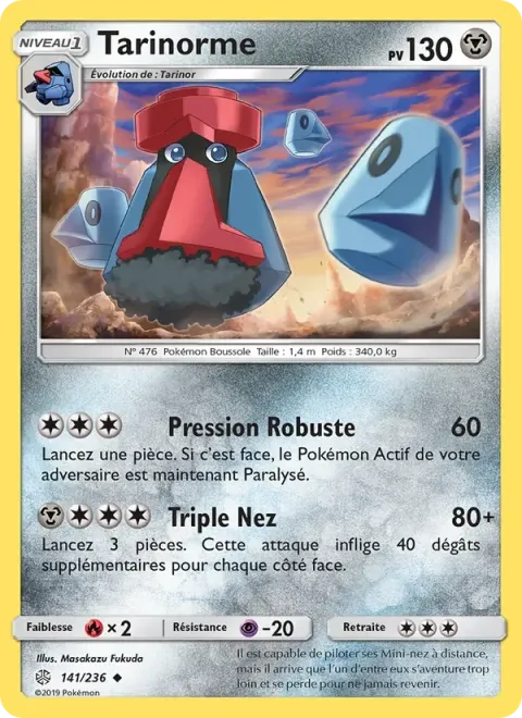 Carte Pokémon Tarinorme 141/236, extension Éclipse Cosmique