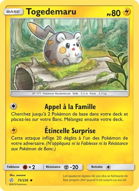 Carte Pokémon Togedemaru 073/236, extension Éclipse Cosmique