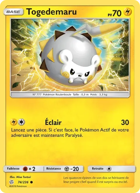 Carte Pokémon Togedemaru 074/236, extension Éclipse Cosmique