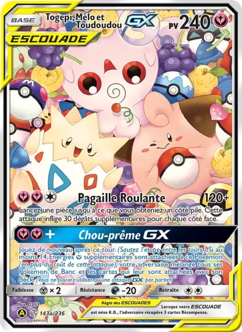 Carte Pokémon Togepi, Mélo et Toudoudou GX 143/236, extension Éclipse Cosmique