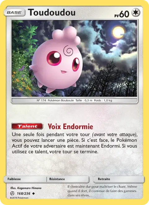 Carte Pokémon Toudoudou 168/236, extension Éclipse Cosmique