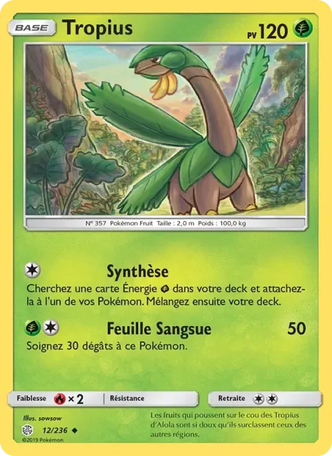 Carte Pokémon Tropius 012/236, extension Éclipse Cosmique
