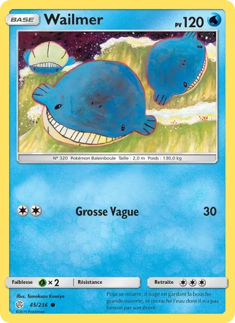 Carte Pokémon Wailmer 045/236, extension Éclipse Cosmique