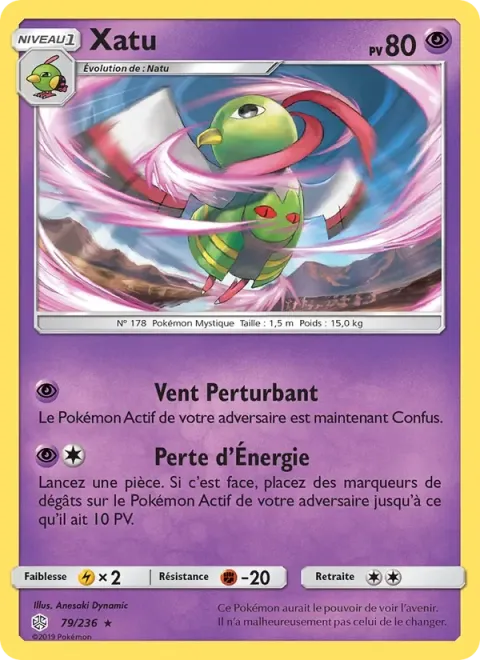 Carte Pokémon Xatu 079/236, extension Éclipse Cosmique