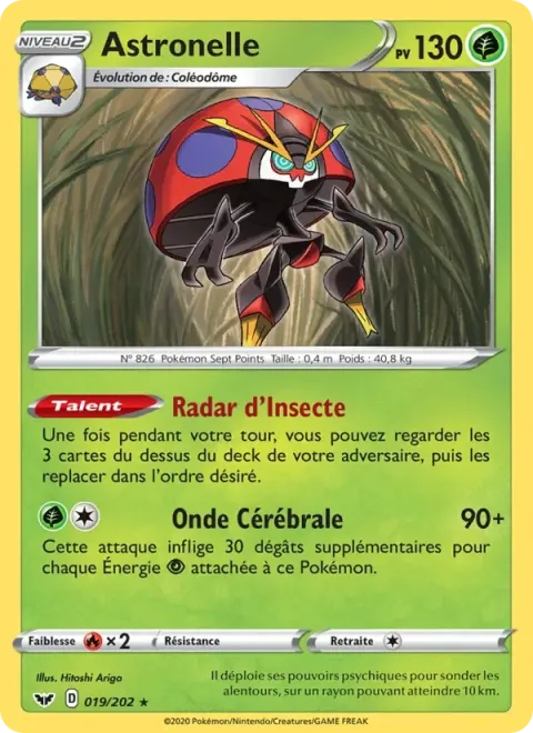Carte Pokémon Astronelle 019/202, extension Épée et Bouclier