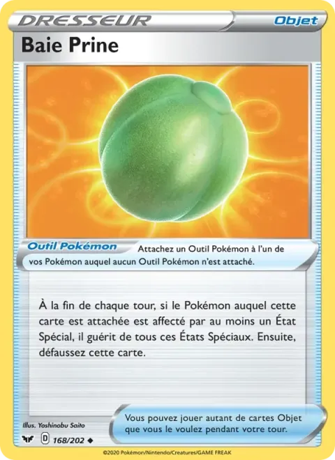 Carte Pokémon Baie Prine 168/202, extension Épée et Bouclier