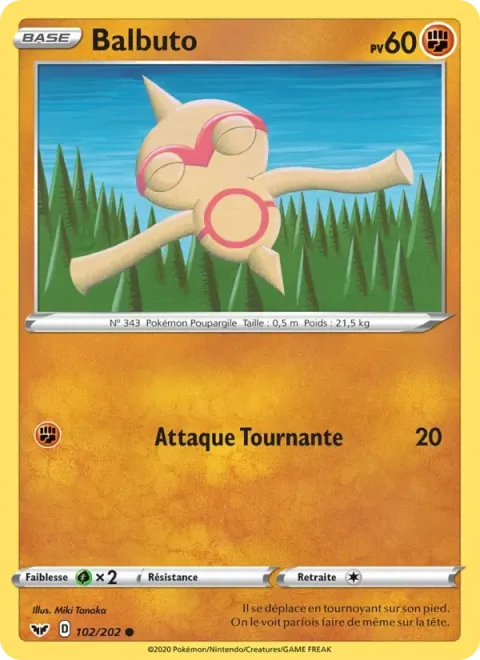 Carte Pokémon Balbuto 102/202, extension Épée et Bouclier
