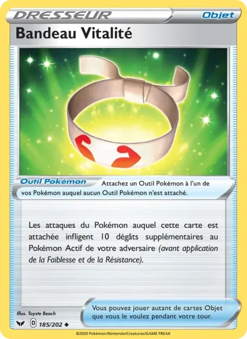 Carte Pokémon Bandeau Vitalité 185/202, extension Épée et Bouclier