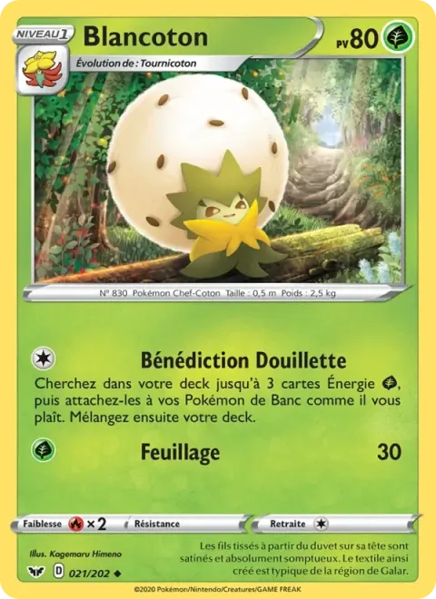 Carte Pokémon Blancoton 021/202, extension Épée et Bouclier