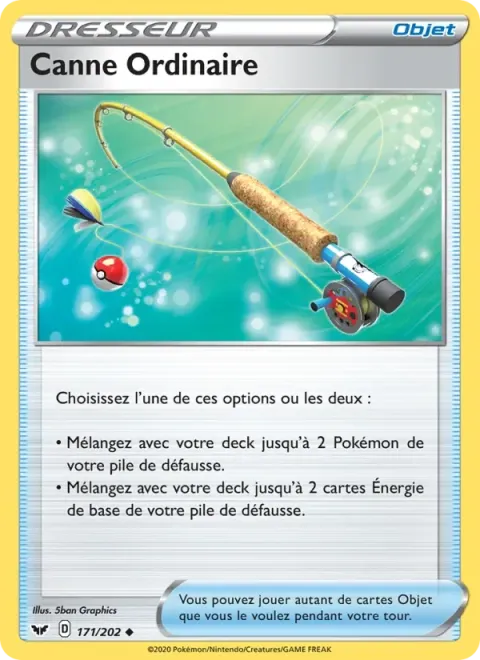Carte Pokémon Canne Ordinaire 171/202, extension Épée et Bouclier