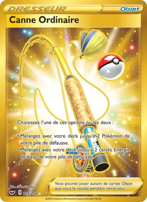 Carte Pokémon Canne Ordinaire 215/202, extension Épée et Bouclier
