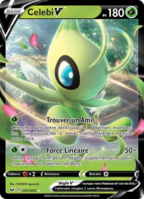 Carte Pokémon Celebi V 001/202, extension Épée et Bouclier