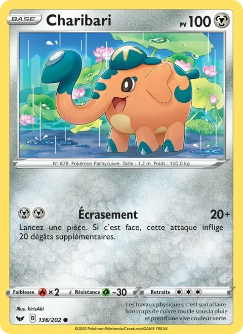 Carte Pokémon Charibari 136/202, extension Épée et Bouclier