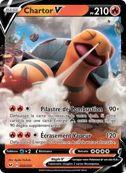 Carte Pokémon Chartor V 024/202, extension Épée et Bouclier