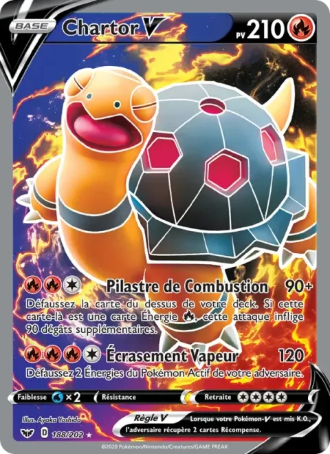 Carte Pokémon Chartor V 188/202, extension Épée et Bouclier